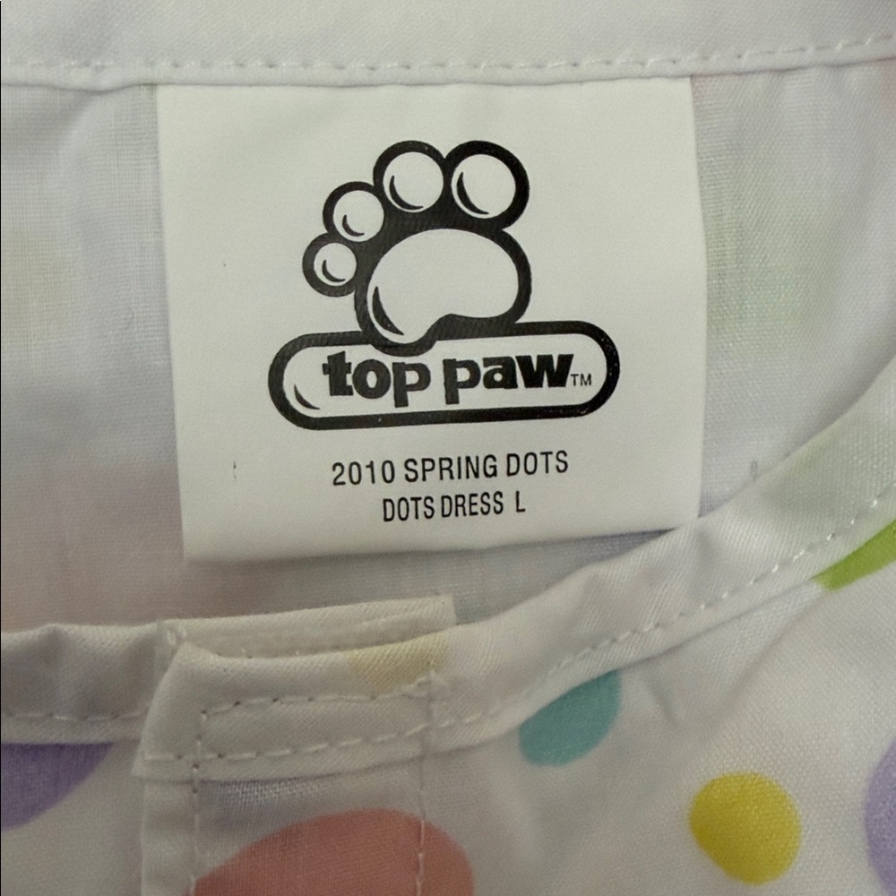 Top Paw Polka Dot Dog Dress - Pink, Purple, Green, White - Large - Picture 4 of 4